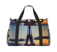 Sac de voyage pliable Tour Eiffel Sac fourre-tout Sac de voyage Sac à main pour les escapades de w nd pour les voyages spontanés Noir Taille unique, Noir/blanc, One Size