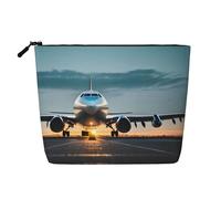 Sac de voyage polyvalent avec fermeture éclair - Avion dans la lumière du soir - Trousse de maquillage de grande capacité, Noir , Taille unique, Trousse de toilette