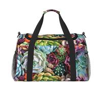 Sac de voyage polyvalent avec imprimé succulentes mignonnes, grand espace, sac de voyage élégant et fonctionnel pour les activités de plein air