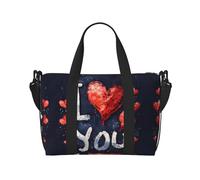 Sac de voyage polyvalent avec inscription « I Love You Words with Hearts » - Le compagnon pour les voyages d'affaires et personnels, noir, One Size