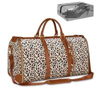 Sac de voyage polyvalent imprimé léopard** - Sac de voyage convertible avec compartiment à chaussures et tissu résistant à l'eau. Se replie facilement dans un bagage à main ou se suspend comme un sac