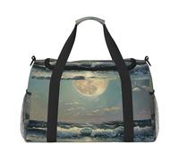 Sac de voyage polyvalent imprimé lune et mer - Grand espace - Sac de voyage élégant et fonctionnel pour activités de plein air