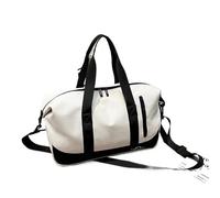 Sac De Voyage Portable 1 pièces Solide PU Fermeture éclair Grande Taille Sac de Voyage Doux personnalité élégant extérieur Sacs à bandoulière for Femmes pour Un Week-End(White)
