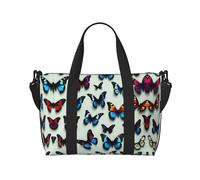 Sac de voyage portable imprimé papillon et violoncelle, idéal pour les voyages d'affaires et privés, noir, One Size