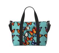 Sac de voyage portable imprimé papillon et violoncelle, idéal pour les voyages d'affaires et privés, noir, One Size