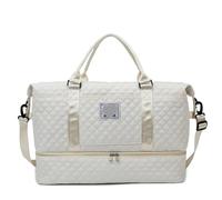 Sac De Voyage Portable Sac de Voyage en Textile Oxford Couleur Unie, 2 pièces, Sac à bandoulière décontracté avec Fermeture éclair, Style Doux et Polyvalent, polochons pour Un Week-End(Beige)