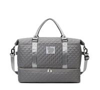 Sac De Voyage Portable Sac de Voyage en Textile Oxford Couleur Unie, 2 pièces, Sac à bandoulière décontracté avec Fermeture éclair, Style Doux et Polyvalent, polochons pour Un Week-End(Light Grey)