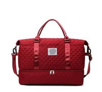 Sac De Voyage Portable Sac de Voyage en Textile Oxford Couleur Unie, 2 pièces, Sac à bandoulière décontracté avec Fermeture éclair, Style Doux et Polyvalent, polochons pour Un Week-End(Red)