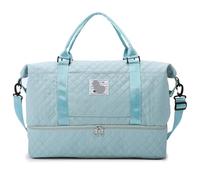 Sac De Voyage Portable Sac de Voyage en Textile Oxford Couleur Unie, 2 pièces, Sac à bandoulière décontracté avec Fermeture éclair, Style Doux et Polyvalent, polochons pour Un Week-End(Lake Blue)