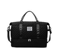 Sac De Voyage Portable Sac de Voyage en Textile Oxford Couleur Unie, 2 pièces, Sac à bandoulière décontracté avec Fermeture éclair, Style Doux et Polyvalent, polochons pour Un Week-End(Black)