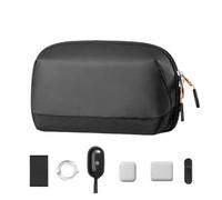 Sac de voyage pour accessoires électroniques, petit sac de rangement universel pour accessoires électroniques, sac de rangement étanche pour câbles, écouteurs, cordon, téléphone (noir et blanc), Noir