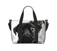 Sac de voyage pour articles personnels, sac à main de dressage, sac à main léger, imperméable, sac de sport, sac de sport mignon noir carlin, sac de week-end pour homme et femme, Noir , Taille unique,