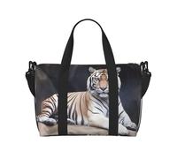 Sac de voyage pour articles personnels, sac à main, sac de sport, sac de sport, sac de sport léger, imperméable, sac de sport tigre assis sur un rocher, sac de week-end pour femme et homme, Noir ,