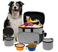 Sac de Voyage pour Chien - Grand Kit pour Animaux de Compagnie - 2 Bols Pliables et Conteneurs de Voyage - Kit W nd (Gris L)