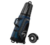 Sac de Voyage pour Clubs de Golf OutdoorMaster Semi-Rigide avec Roulettes - Noir & Bleu