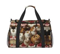 Sac de voyage pour cochons d'Inde et cupcakes avec fermetures éclair et poignées, grand sac de sport pliable pour vacances en famille, Noir , Taille unique