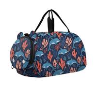 Sac de voyage pour enfant avec compartiment à chaussures Bleu Orange Corail Cochon de mer