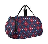 Sac de voyage pour enfant avec compartiment à chaussures Motif quadrillage bleu et rouge
