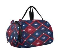 Sac de voyage pour enfant avec compartiment à chaussures Motif quadrillage bleu et rouge