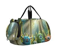 Sac de voyage pour enfant Motif peinture bateaux vagues de l'océan, Monstres de bande dessinée vert forêt, Classique