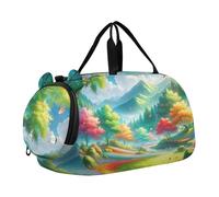 Sac de voyage pour enfant Motif peinture bateaux vagues de l'océan, Paysage coloré des fées, Classique