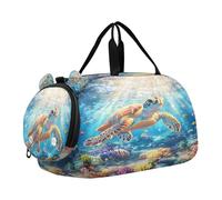 Sac de voyage pour enfants avec compartiment à chaussures Corail Tortue de mer