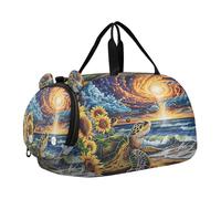 Sac de voyage pour enfants avec compartiment à chaussures, motif tortue de mer, tournesol