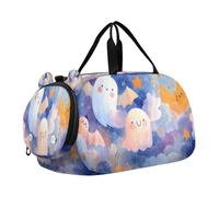 Sac de voyage pour enfants avec compartiment à chaussures pour l'école, fantôme, chauve-souris, étoile et lune