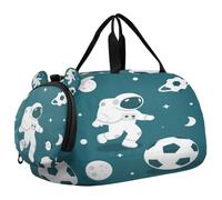 Sac de voyage pour enfants, garçons et filles | Sac de sport pour soirée pyjama avec compartiment à chaussures, espace téléphone, amoureux de football, lune, planètes