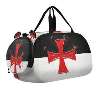 Sac de voyage pour enfants, garçons et filles | Sac de sport pour soirée pyjama avec compartiment à chaussures Motif drapeau de la bataille des Templiers