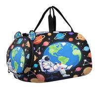Sac de voyage pour enfants, garçons et filles | Sac de sport pour soirée pyjama avec compartiment à chaussures Astronaute Gamer Space Gaming System Planètes