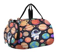 Sac de voyage pour enfants, garçons et filles | Sac de sport pour soirée pyjama avec compartiment à chaussures, astronaute, planètes, astronomie, espace