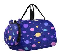 Sac de voyage pour enfants, garçons et filles | Sac de sport pour soirée pyjama avec compartiment à chaussures Motif planètes et constellations