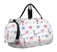 Sac de voyage pour enfants, garçons et filles | Sac de sport pour soirée pyjama avec compartiment à chaussures Pastel Blush & Coquette bleue Casse-noisette et Père Noël