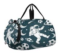 Sac de voyage pour enfants, garçons et filles | Sac de sport pour soirée pyjama avec compartiment à chaussures pour amoureux de football, lune, planètes, étoiles, football