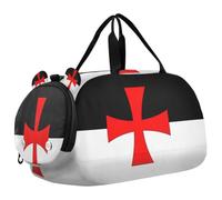 Sac de voyage pour enfants, garçons et filles | Sac de sport pour soirée pyjama avec compartiment à chaussures Motif drapeau de la bataille des Templiers