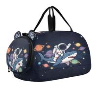 Sac de voyage pour enfants, garçons et filles | Sac de sport pour soirée pyjama avec compartiment à chaussures Motif astronaute Planètes Dessin animé Espace Galaxie