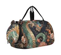 Sac de voyage pour enfants Motif fleurs de citron, Dragon Vert Fleurs Chinoises Vintage, Classique