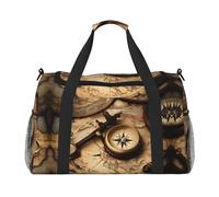 Sac de voyage pour femme avec boussole et carte du monde ancien, sac de voyage, accessoires de voyage, Noir , Taille unique