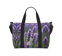Sac de voyage pour femme avec fleurs de lavande violette, grand sac fourre-tout de week-end, sac d'entraînement de gym, sac d'hôpital pour maman, noir, One Size