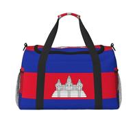 Sac de voyage pour femme avec imprimé drapeau du Cambodge, noir, One Size