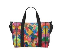 Sac de voyage pour femme avec imprimé main pour enfants, grand sac fourre-tout de week-end, sac d'entraînement de gym, sac d'hôpital pour maman, noir, One Size