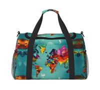 Sac de voyage pour femme et homme Motif carte du monde, Noir , Taille unique