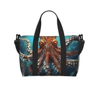 Sac de voyage pour femme et homme - Sac de week-end - Sac de sport cool - Grand sac de voyage en forme de pieuvre - Sac de voyage étanche avec bandoulière - Noir - Taille unique, Noir , Taille unique