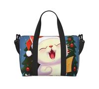 Sac de voyage pour femme, grand sac de week-end, sac de sport pour homme, sac fourre-tout à main, chat mignon, chants de Noël, bagage pour essentiels de voyage