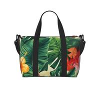 Sac de voyage pour femme, grand sac de week-end, sac de sport pour homme, sac fourre-tout à main, sac fourre-tout hojas tropicales y flores pour les essentiels de voyage