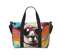 Sac de voyage pour femme, grand sac de week-end, sac de sport pour homme, sac fourre-tout à porter en alpaga portant des lunettes de soleil, sac de voyage pour les essentiels de voyage
