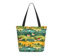 Sac de voyage pour femme, léger, à la mode, imprimé paysages de village, sac d'infirmière, sac de plage pour femme, grand sac fourre-tout avec fermeture éclair