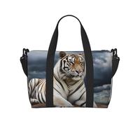 Sac de voyage pour femme - Réglable - Grande capacité - Pliable - Sac fourre-tout léger pour le sport - Cadeau, Tigre majestueux reposant sur un rocher, Taille unique