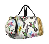 Sac de voyage pour garçon, sac de nuit mignon pour tout-petit, bouledogue français, sac de voyage fourre-tout de danse pour enfants, Fleurs de colibris, Classique